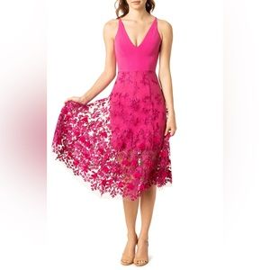Darleen V-Neck Embroidered Mesh Cocktail Dress